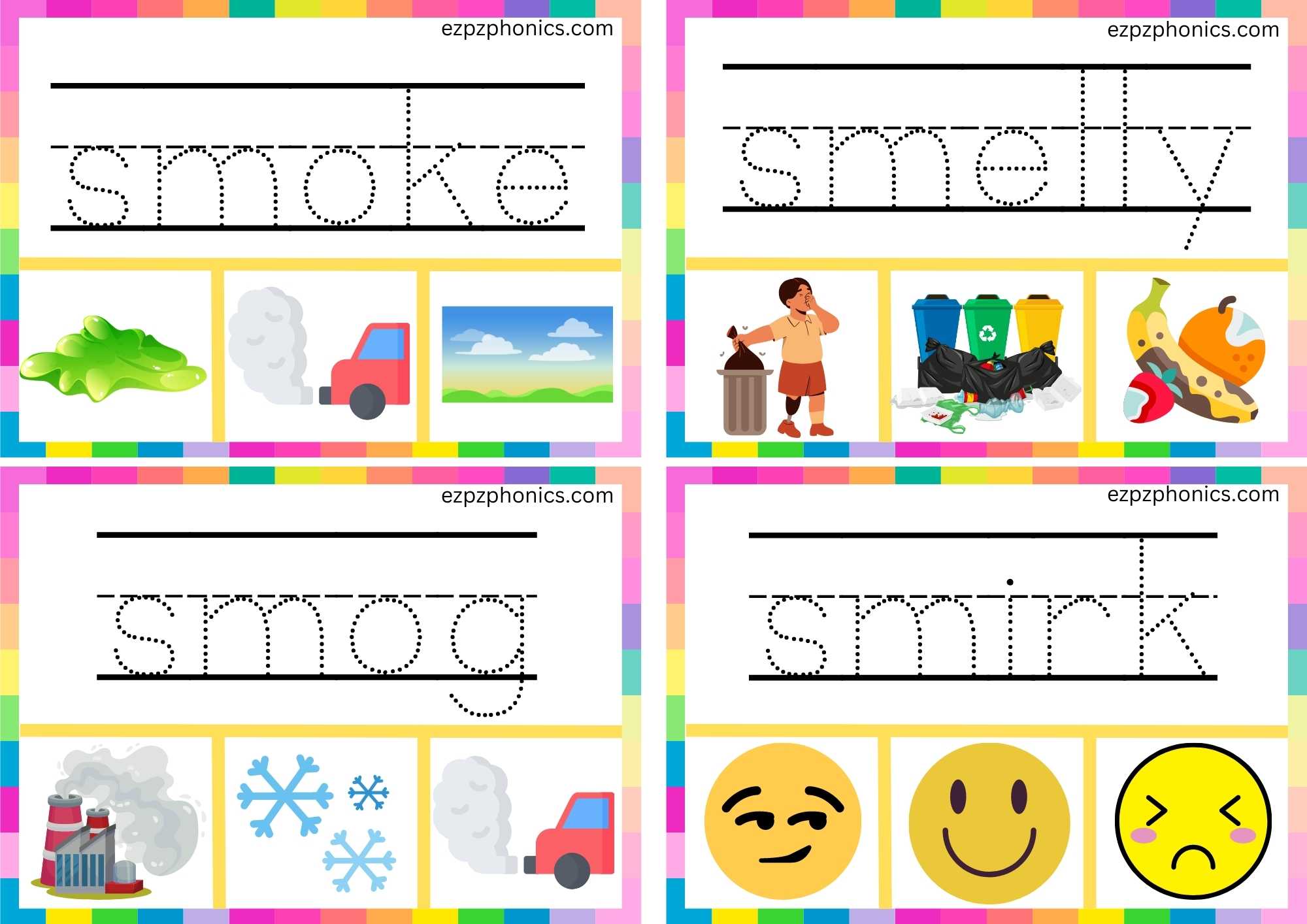 SM Beginning Blends Clip Cards Trace The Words And Clip The Correct Images Set 2